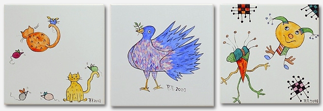 3 Musterfliesen 15 cm x 15 cm